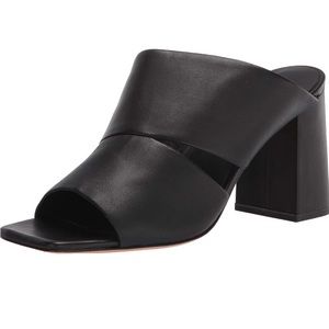 Vince black leather block heels size 8